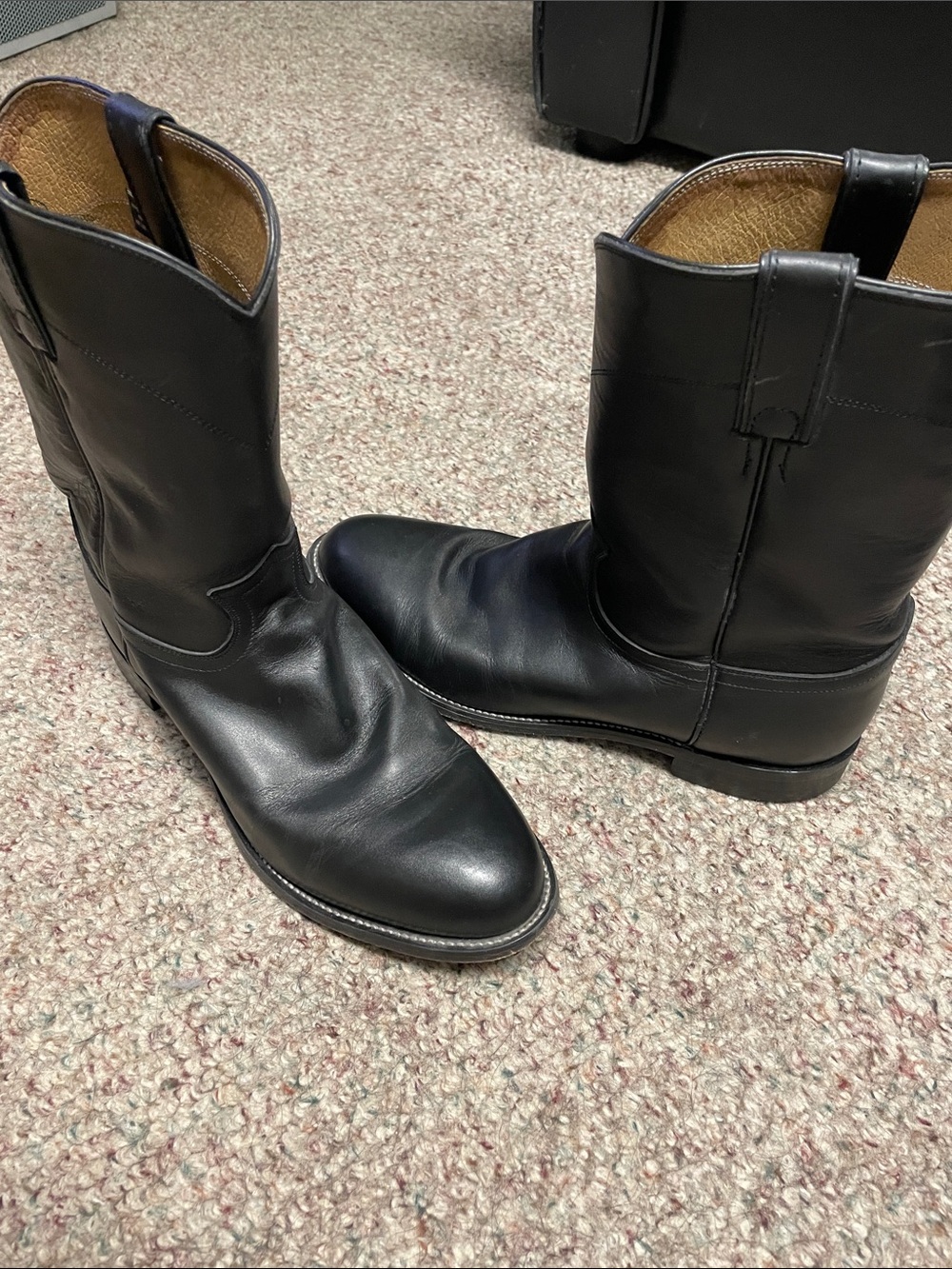 Vintage Justin Men’s Black Leather Western Boots